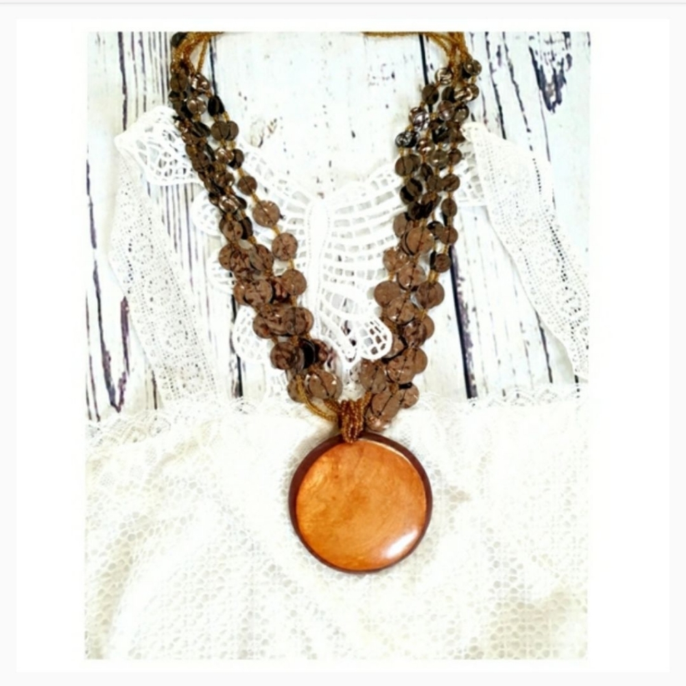 Boho Round Medallion Multistrand Necklace - Picture 8 of 12